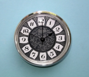MEGA-QUARTZ  85mm bezel SWEEP quartz clock insert  white arabic dial 